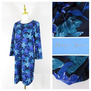 Draper James Womens Winter Floral Nassau Navy Shift Dress Size M NWT $98